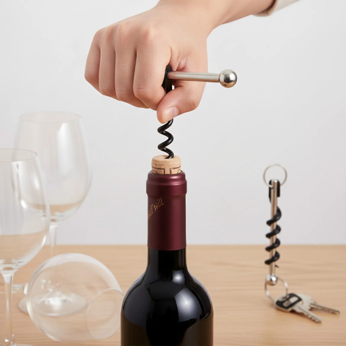 Tire-Bouchon Vin Pratique avec Porte-Clés