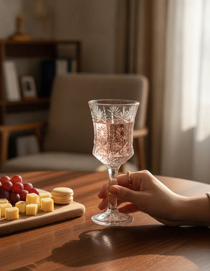 Verre à Vin Rouge Motif Relief Élégant